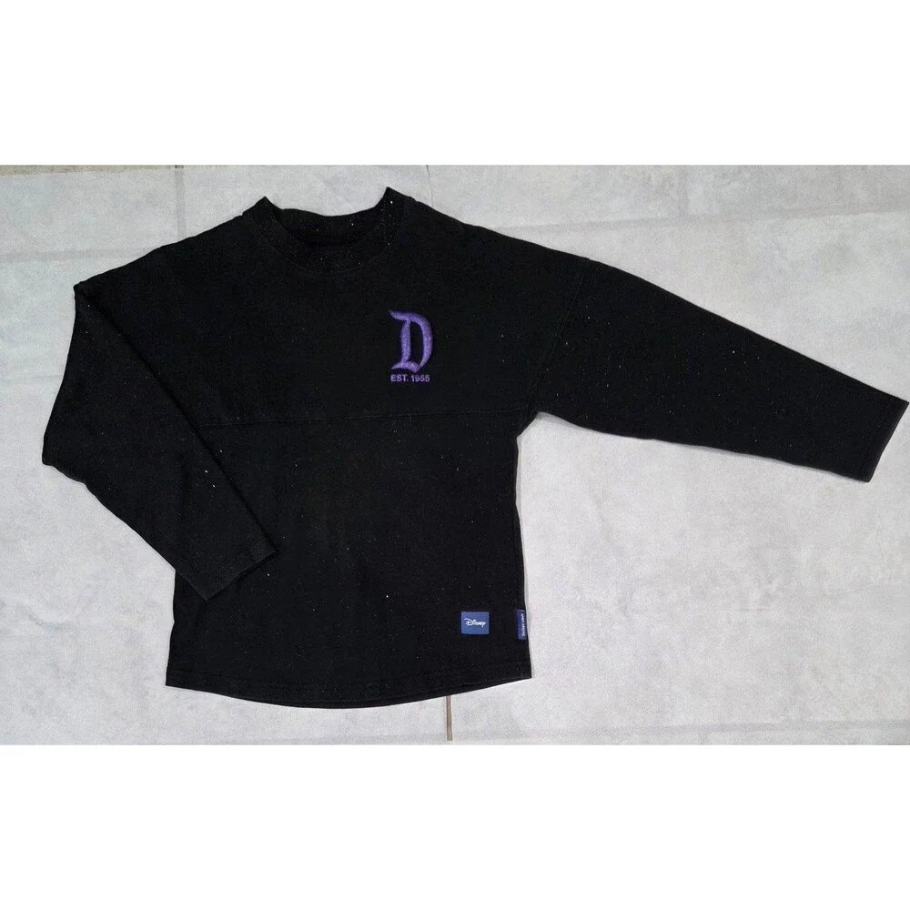 Disney 100 Years Spirit Jersey Mickey Mouse Glitter Long Sleeve Tee S 5/6 Black